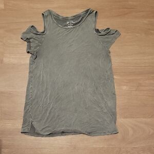 American Eagle Outfitters Charcoal Cold Shoulder Tee